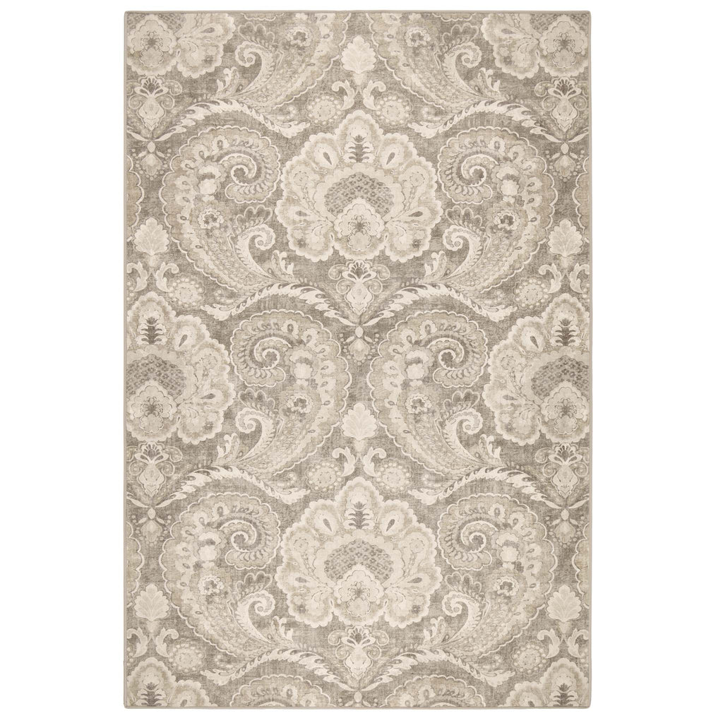 Paisley Tapestry Linen Eco-Washable Rug with a paisley design.