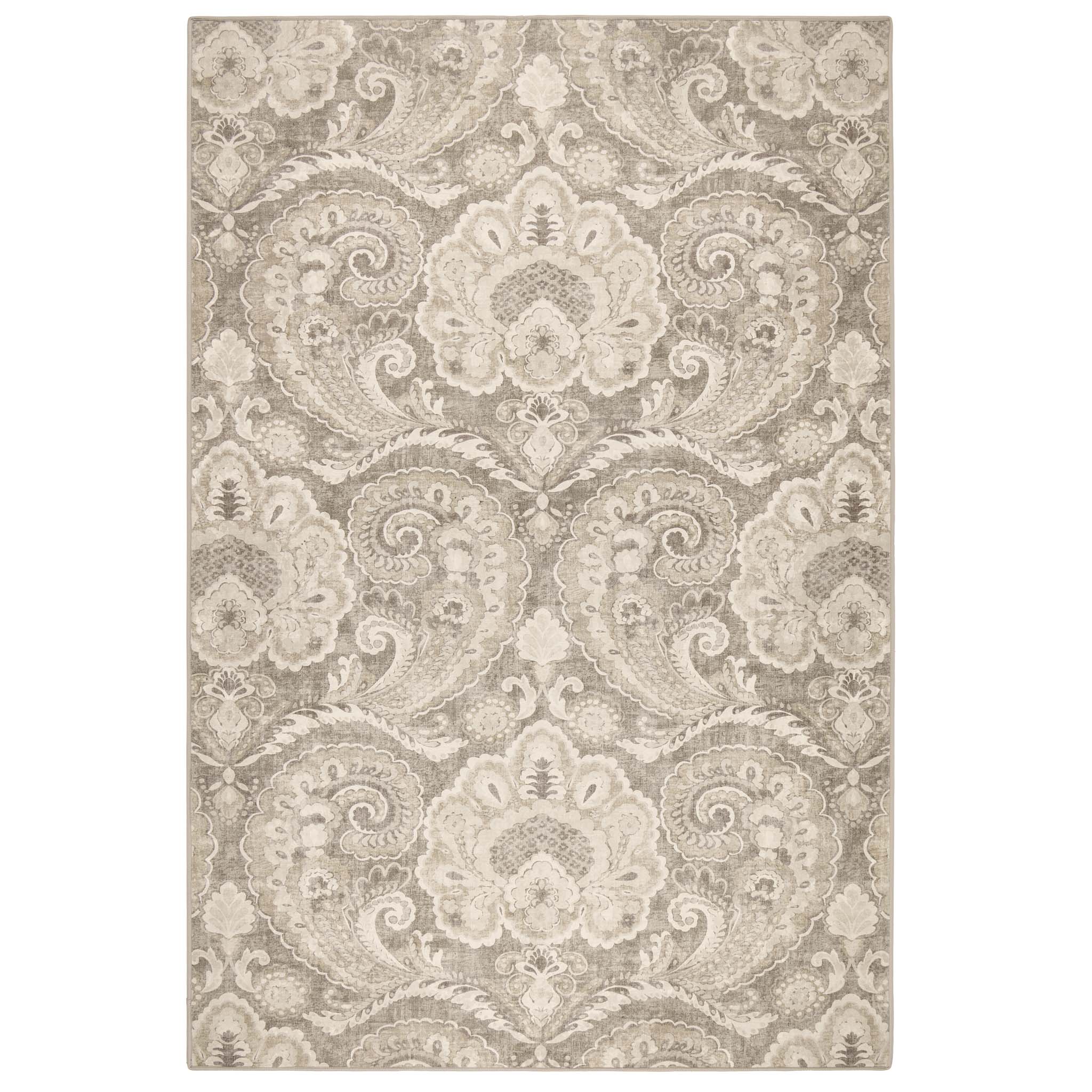 Paisley Tapestry Linen Eco-Washable Rug with a paisley design.