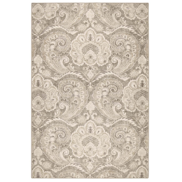 Paisley Tapestry Linen Eco-Washable Rug with a paisley design.
