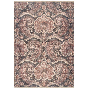 Paisley Tapestry Smoke Eco-Washable Rug with a paisley pattern.