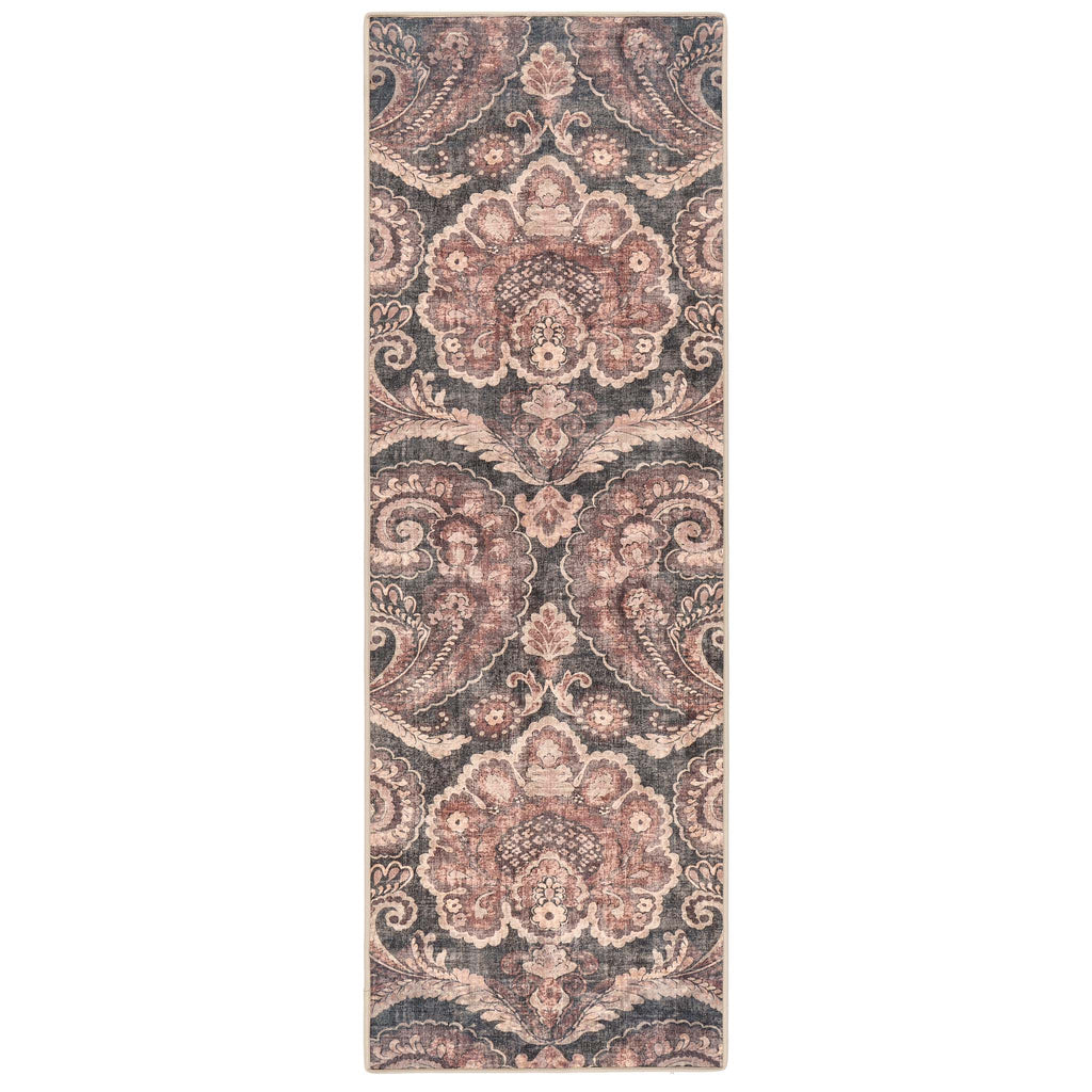 Paisley Tapestry Smoke Eco-Washable Runner with a paisley design. 