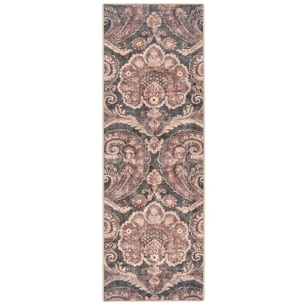 Paisley Tapestry Smoke Eco-Washable Runner with a paisley design. 