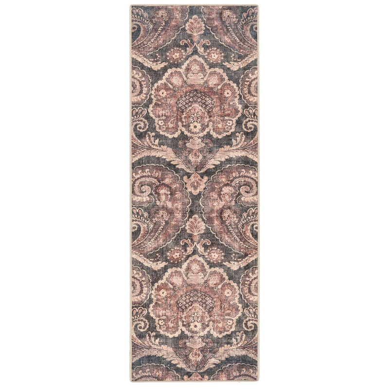 Paisley Tapestry Smoke Eco-Washable Runner with a paisley design. 
