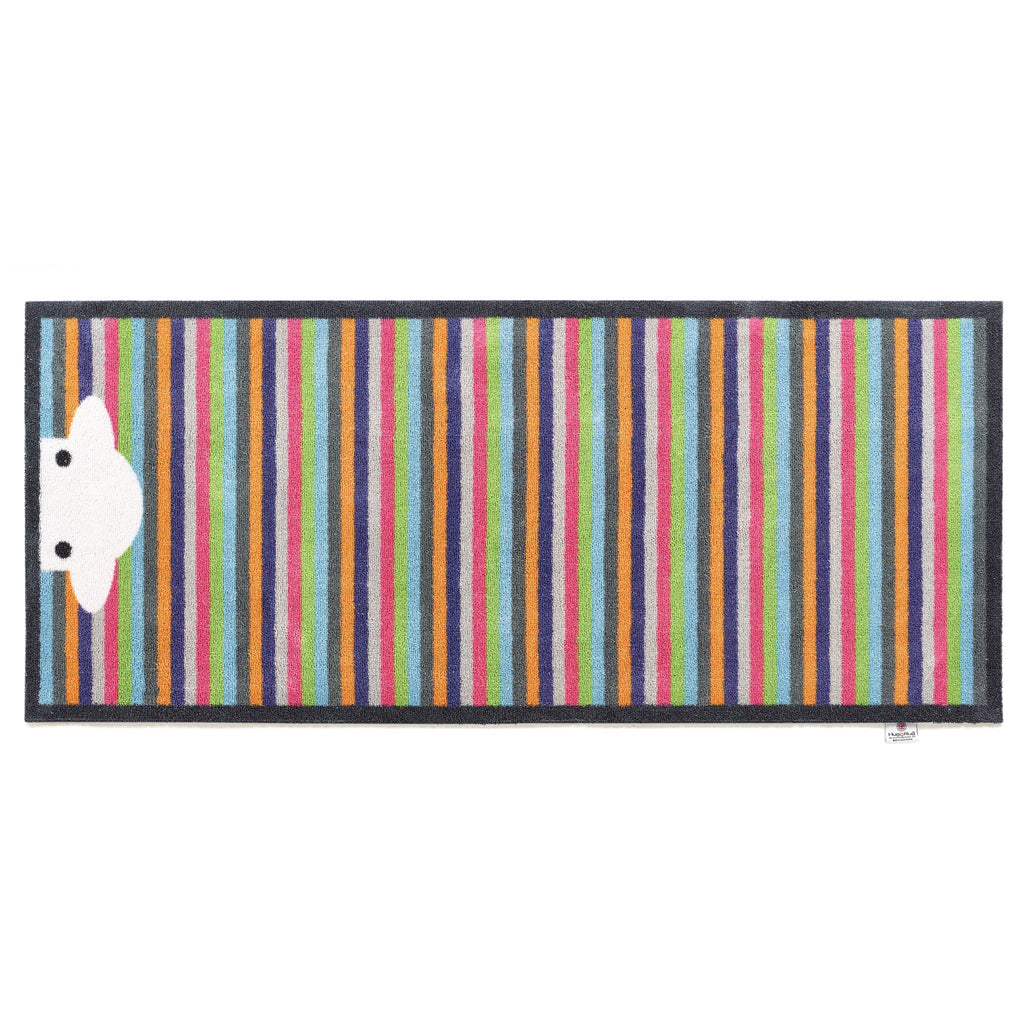 Overhead image of a Peep Stripe Herdy washable runner from Hug Rug
