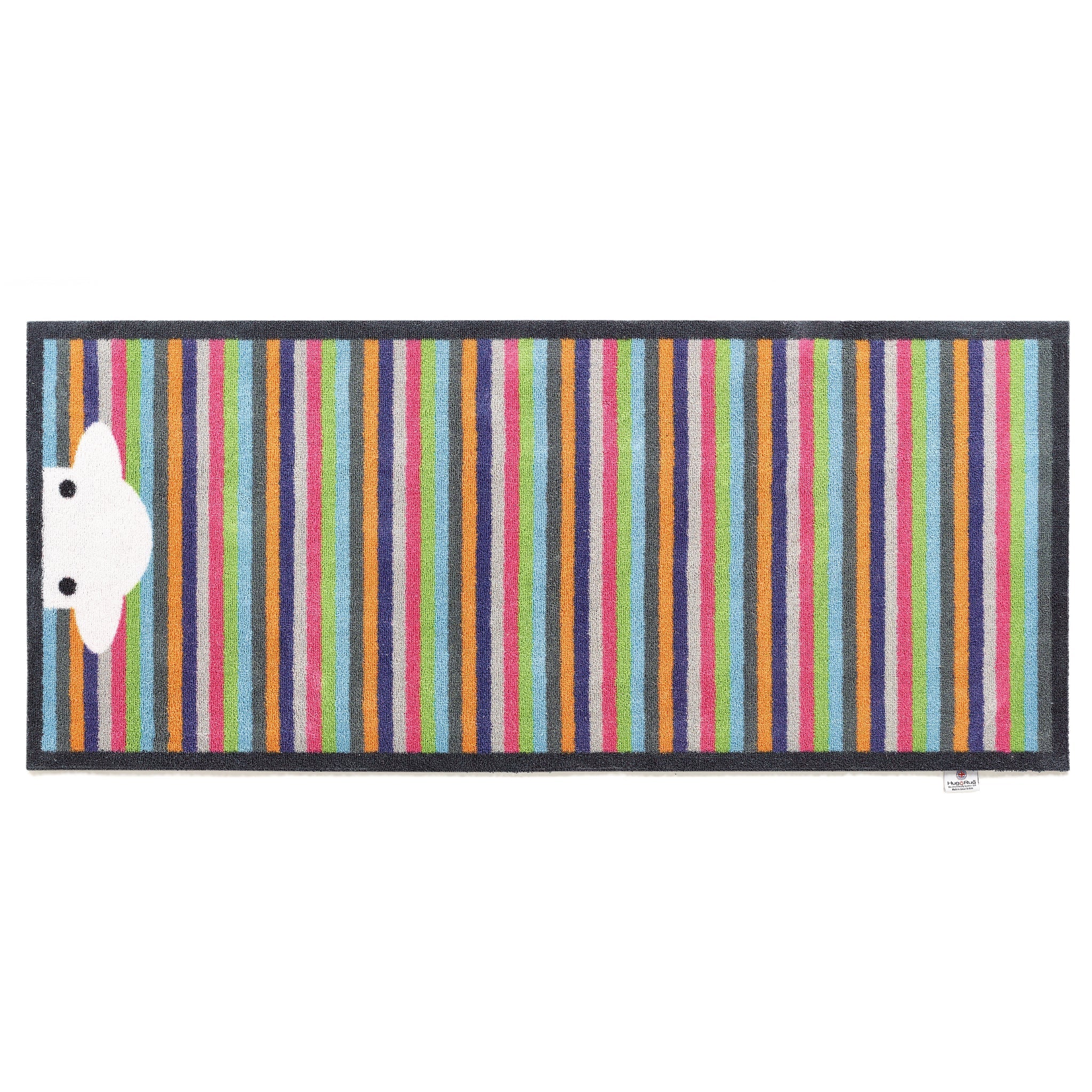 Overhead image of a Peep Stripe Herdy washable runner from Hug Rug