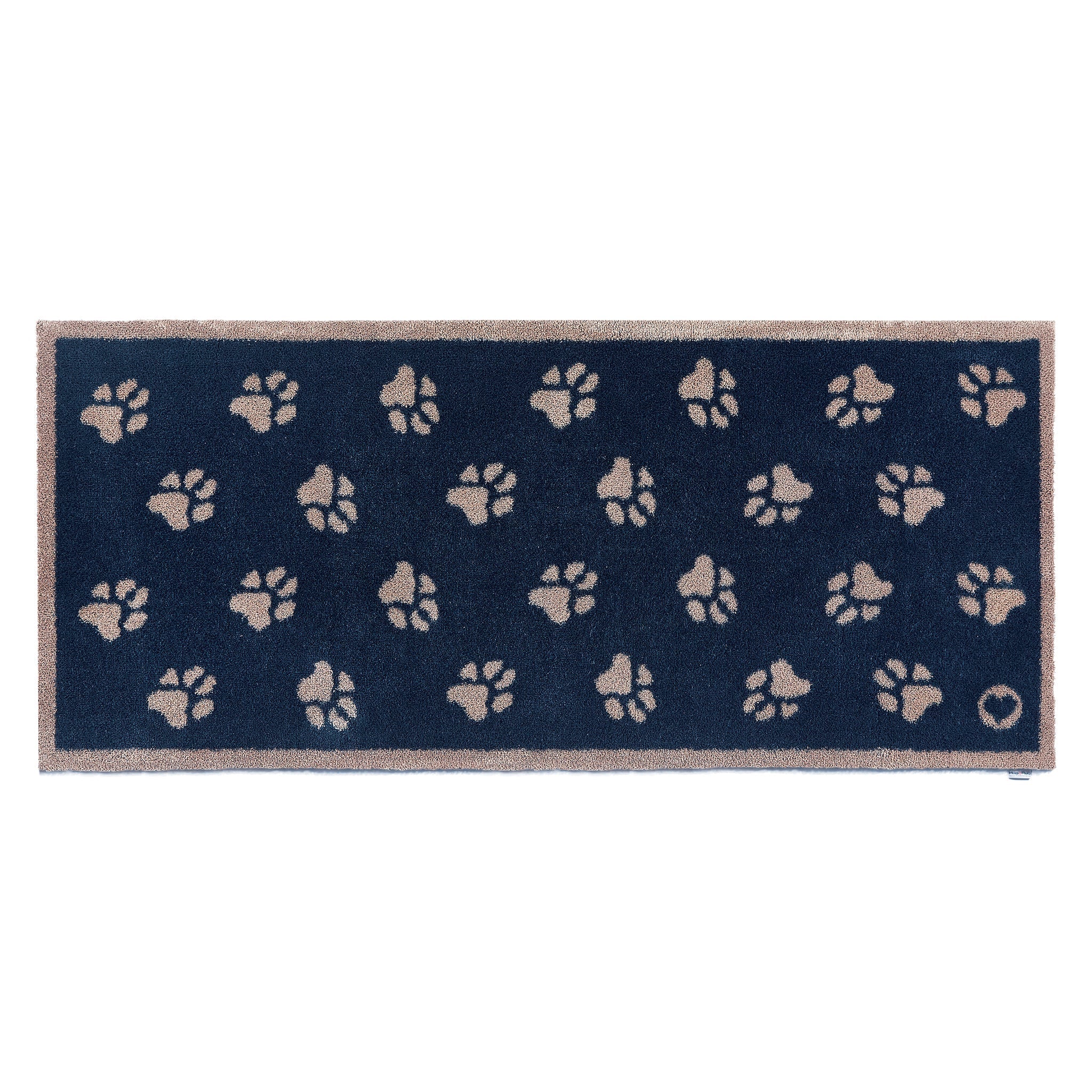 Overhead image of a navy Pet 10 washable runner from Hug Rug