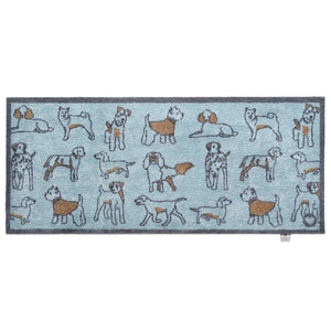 Overhead image of a blue Pet 75 washable runner from Hug Rug