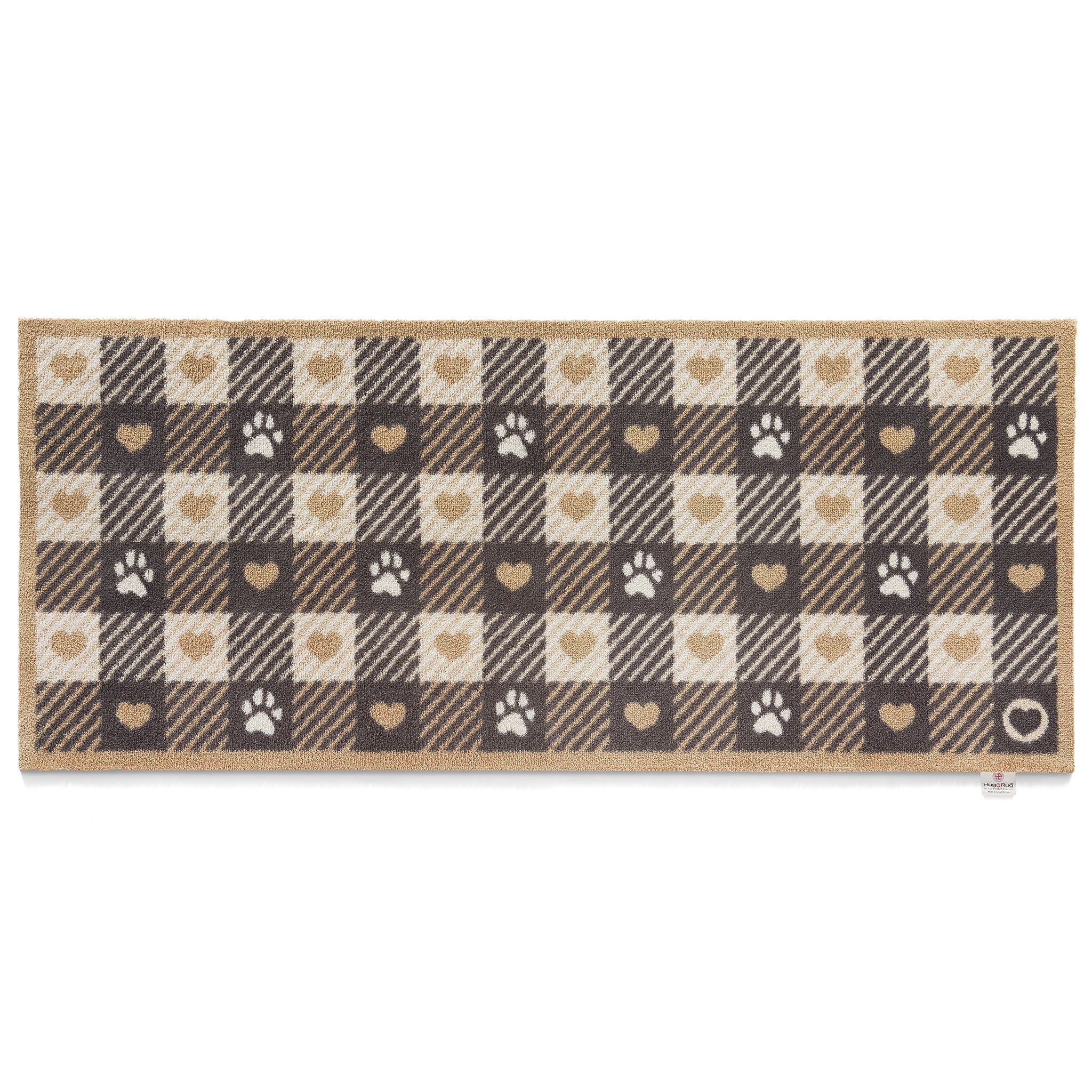 Overhead of beige Hug Rug Pet Check 1 washable runner