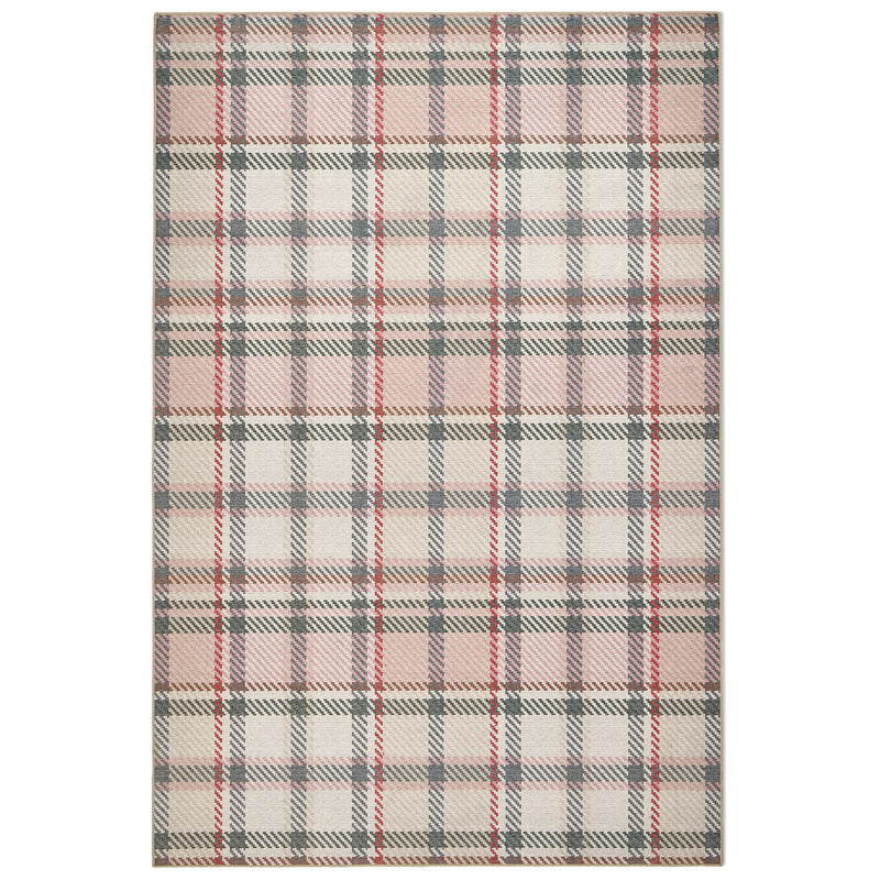 Isla Plaid Pink Eco Washable Rug made from 100% recycled materials, featuring a Pink plaid design.