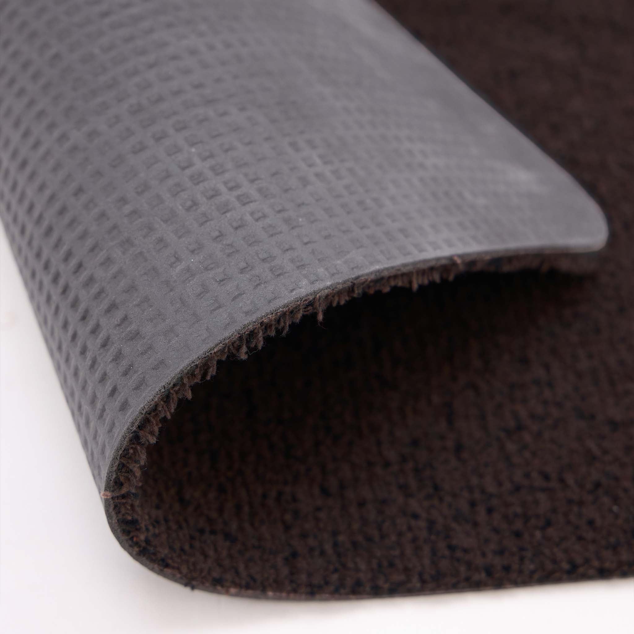 Plain Fleck Espresso Brown Doormat with a fleck design, styled with backing showing.