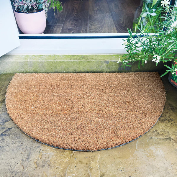 Plain Natural Coir - Half Moon Doormat