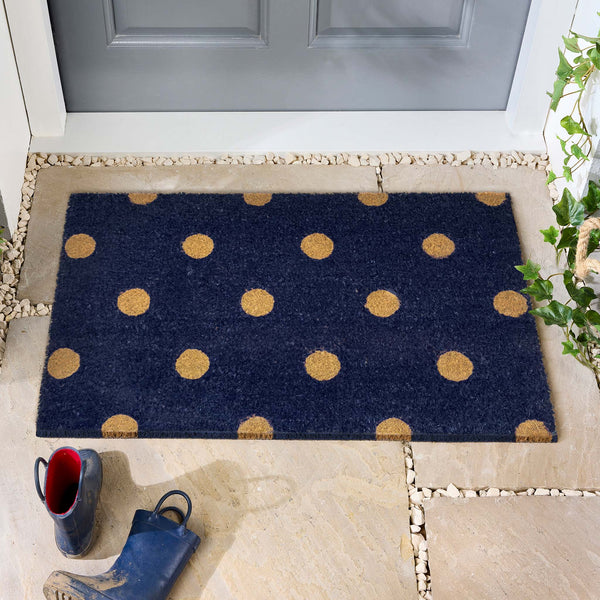Printed Coir Polka Dots Doormat