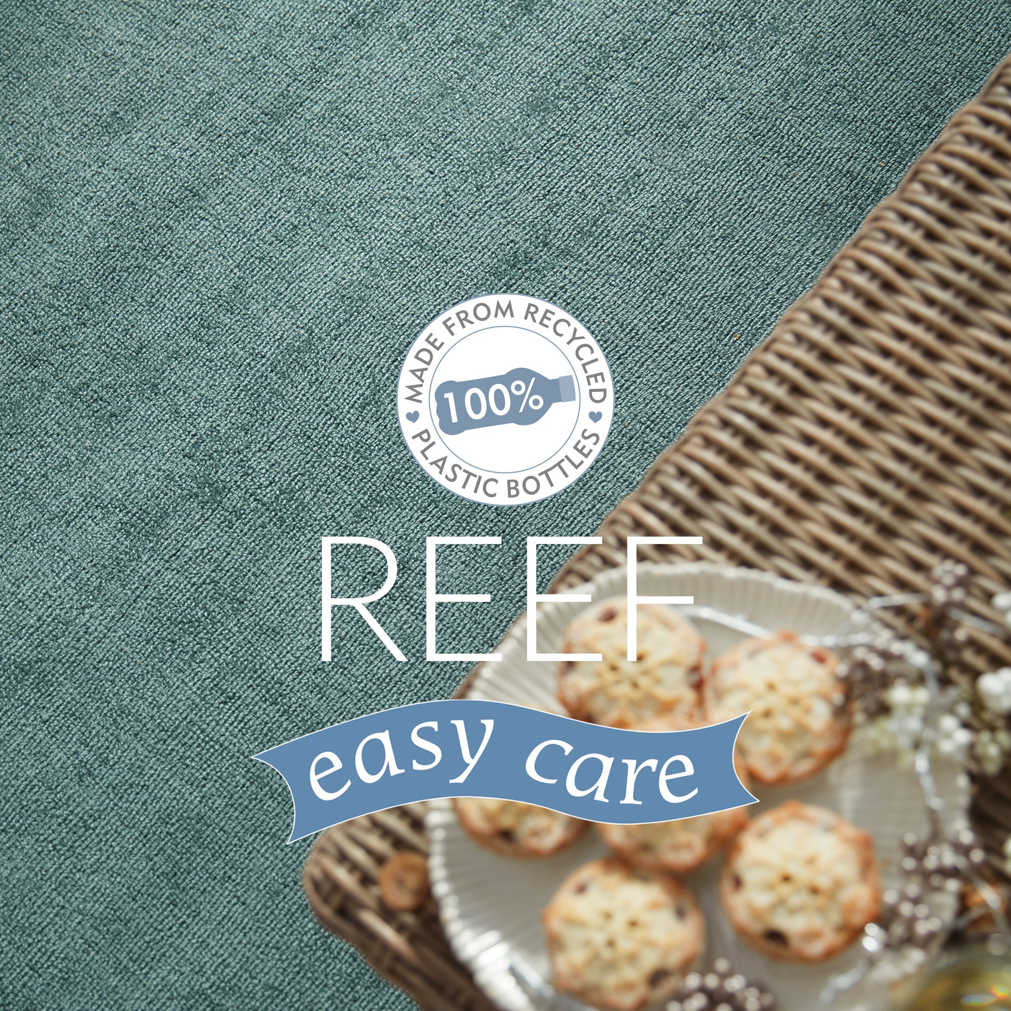 Reef Petrol Blue Rug made from 100% recycled materials in a solid blue colour.