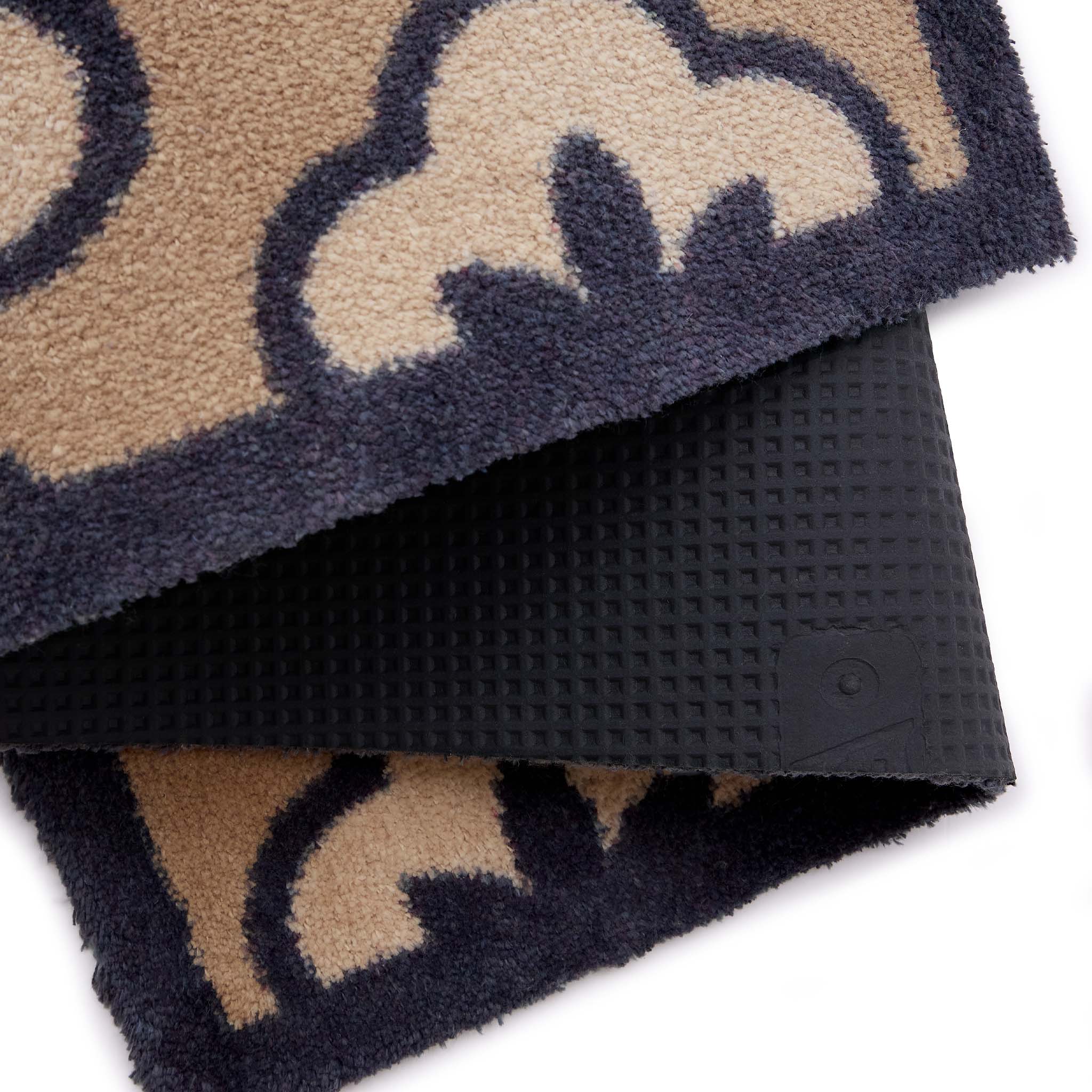 Retro Flower Neutral Doormat- 100% recycled cotton doormat featuring a retro floral pattern.