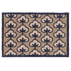 Retro Flower Neutral Doormat- 100% recycled cotton doormat featuring a retro floral pattern.