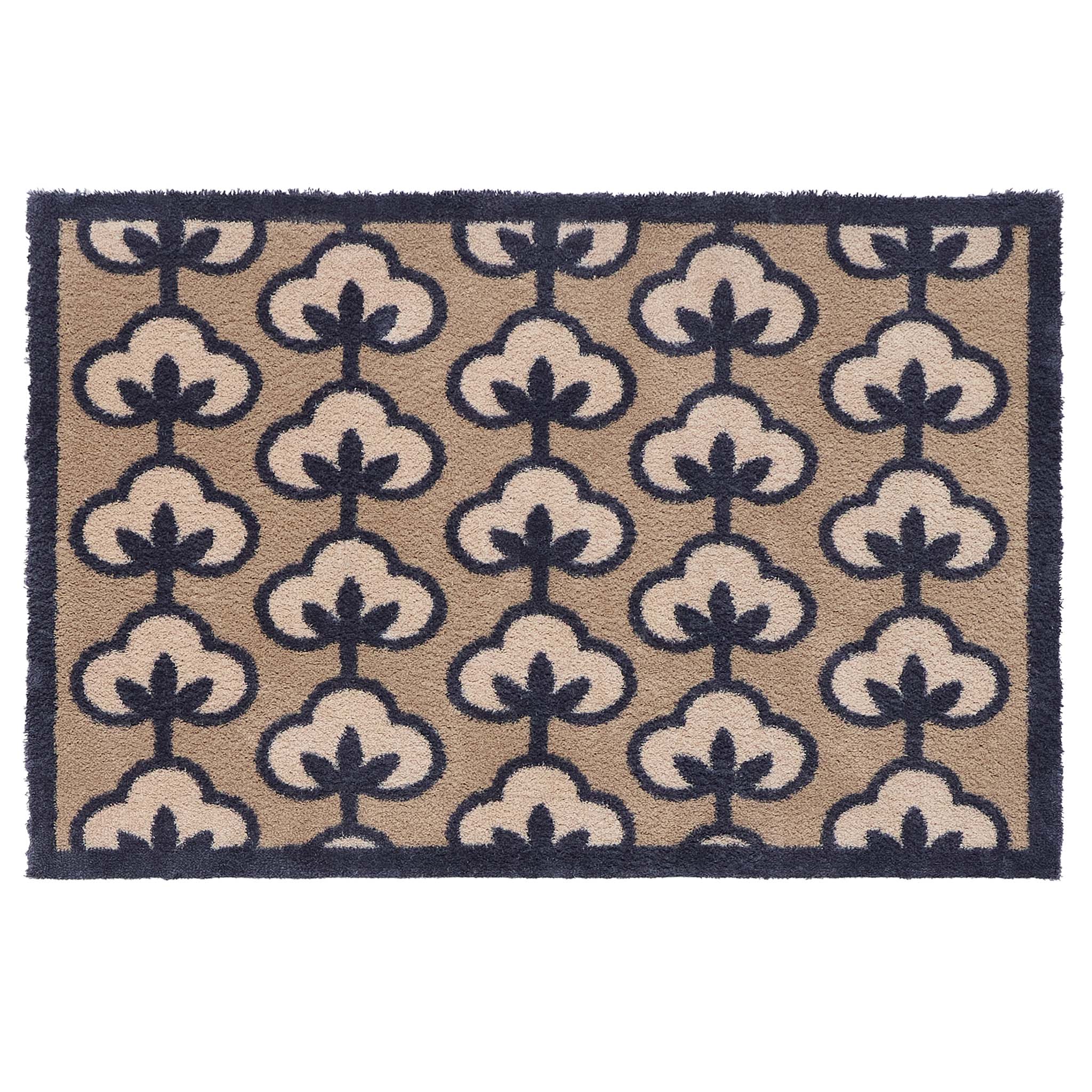 Retro Flower Neutral Doormat- 100% recycled cotton doormat featuring a retro floral pattern.