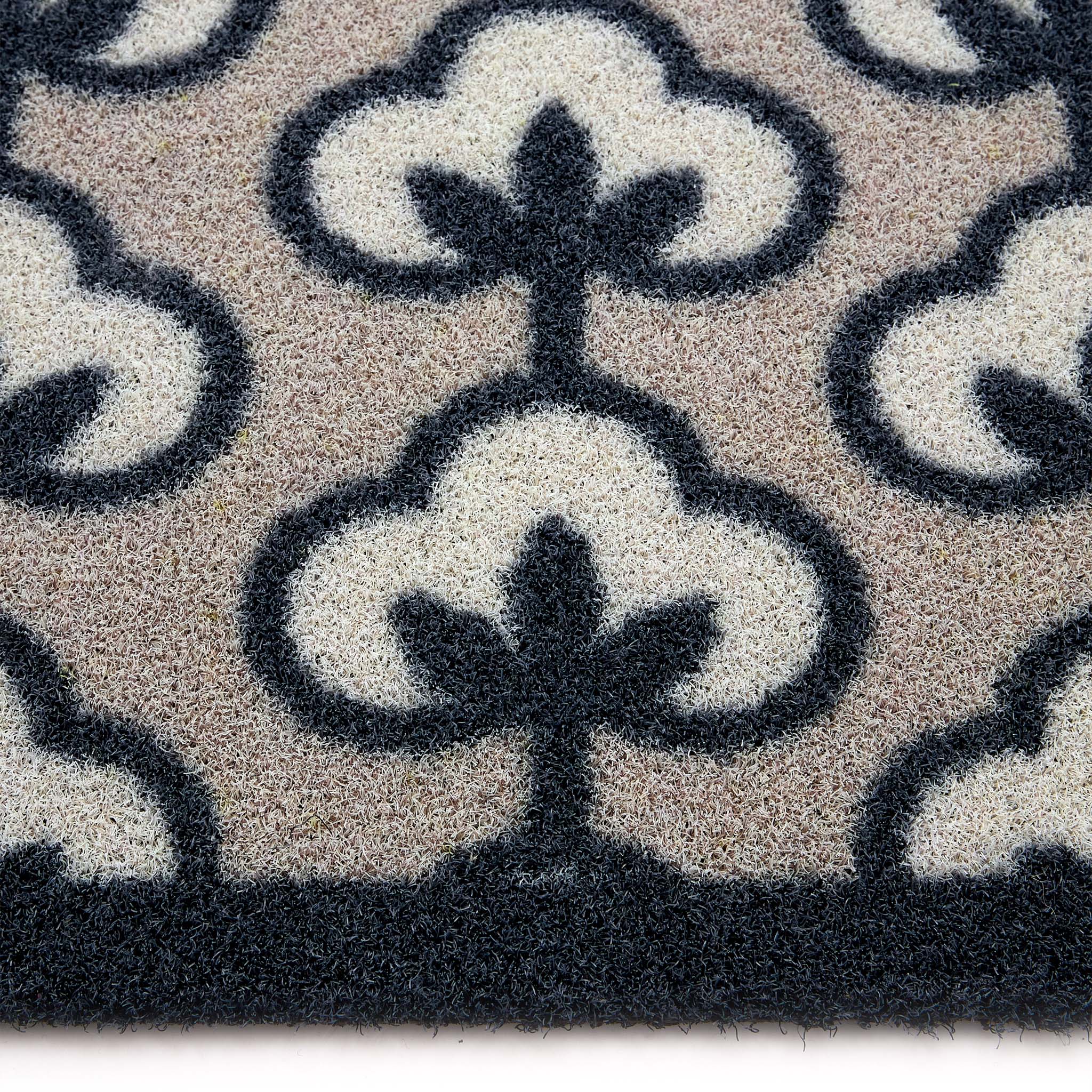 Retro Flower Neutral Outdoor Doormat- made from regenerated nylon featuirng retro flowers.