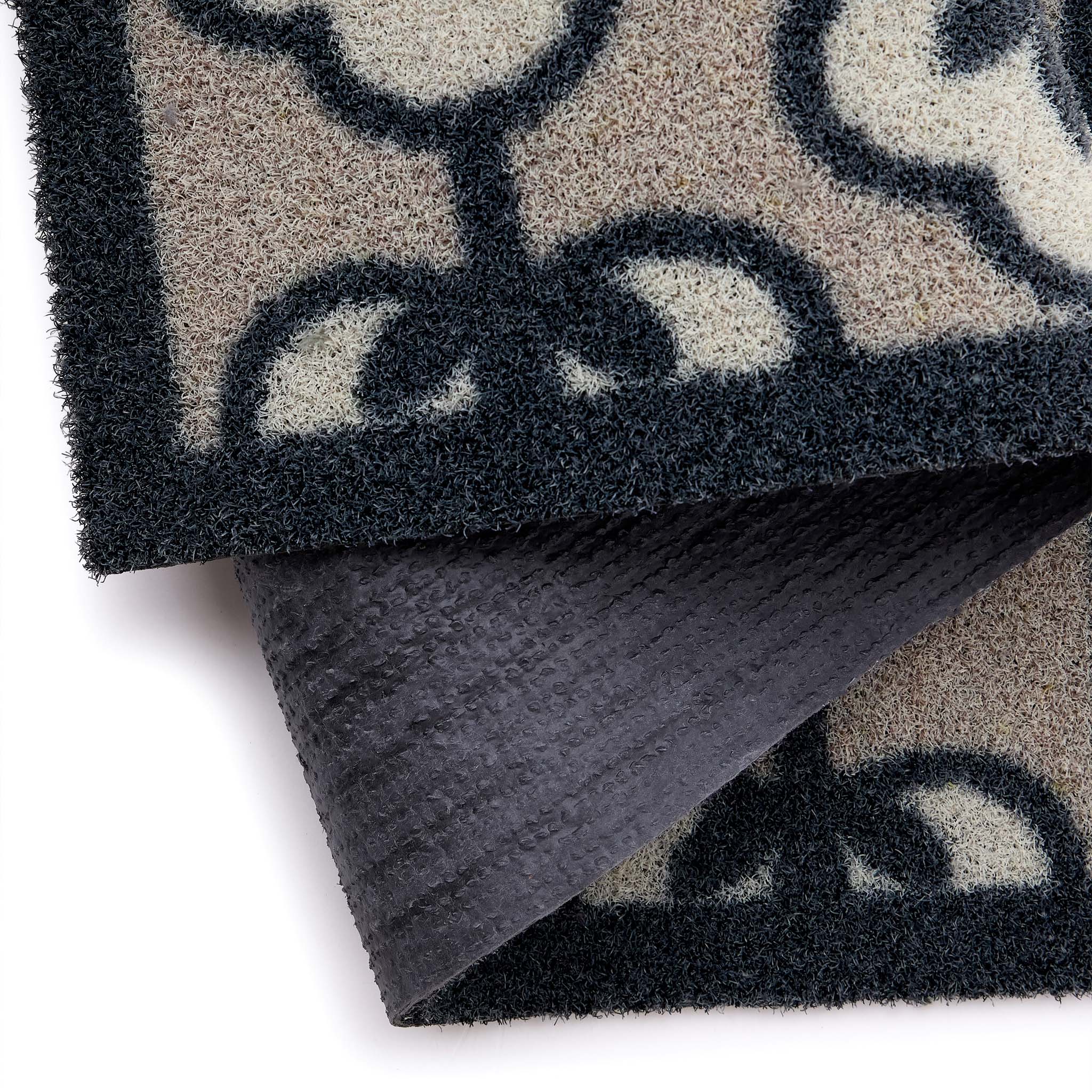 Retro Flower Neutral Outdoor Doormat- made from regenerated nylon featuirng retro flowers.