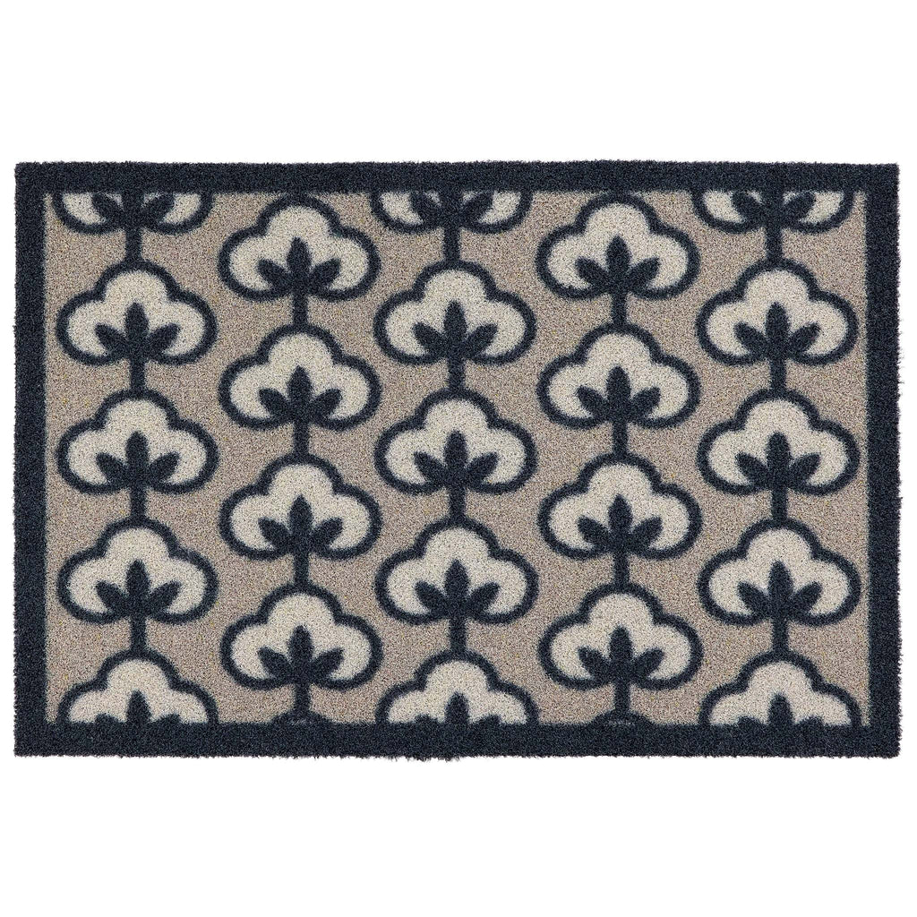 Retro Flower Neutral Outdoor Doormat- made from regenerated nylon featuirng retro flowers.