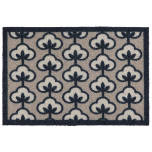 Retro Flower Neutral Outdoor Doormat- made from regenerated nylon featuirng retro flowers.