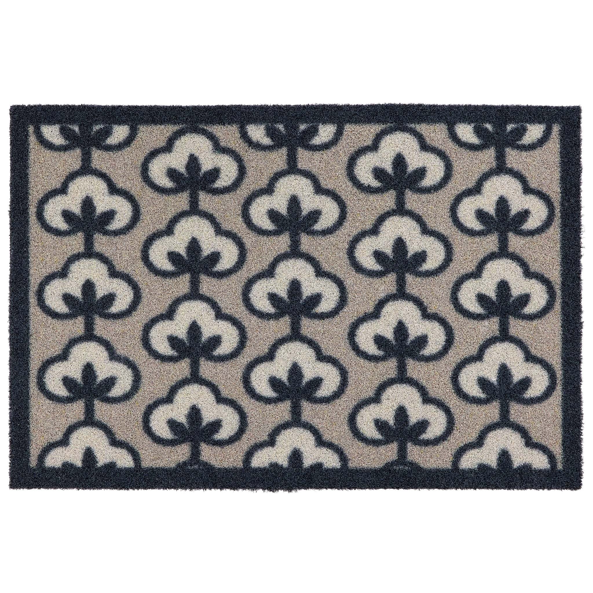 Retro Flower Neutral Outdoor Doormat- made from regenerated nylon featuirng retro flowers.