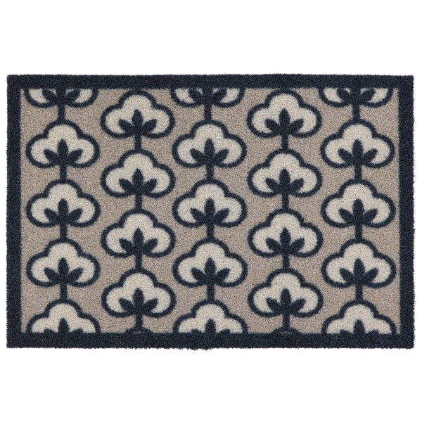 Retro Flower Neutral Outdoor Doormat- made from regenerated nylon featuirng retro flowers.