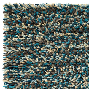 Rocks Shaggy Wool Rug Blue