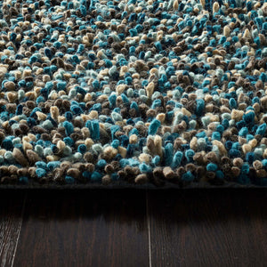 Rocks Shaggy Wool Rug Blue