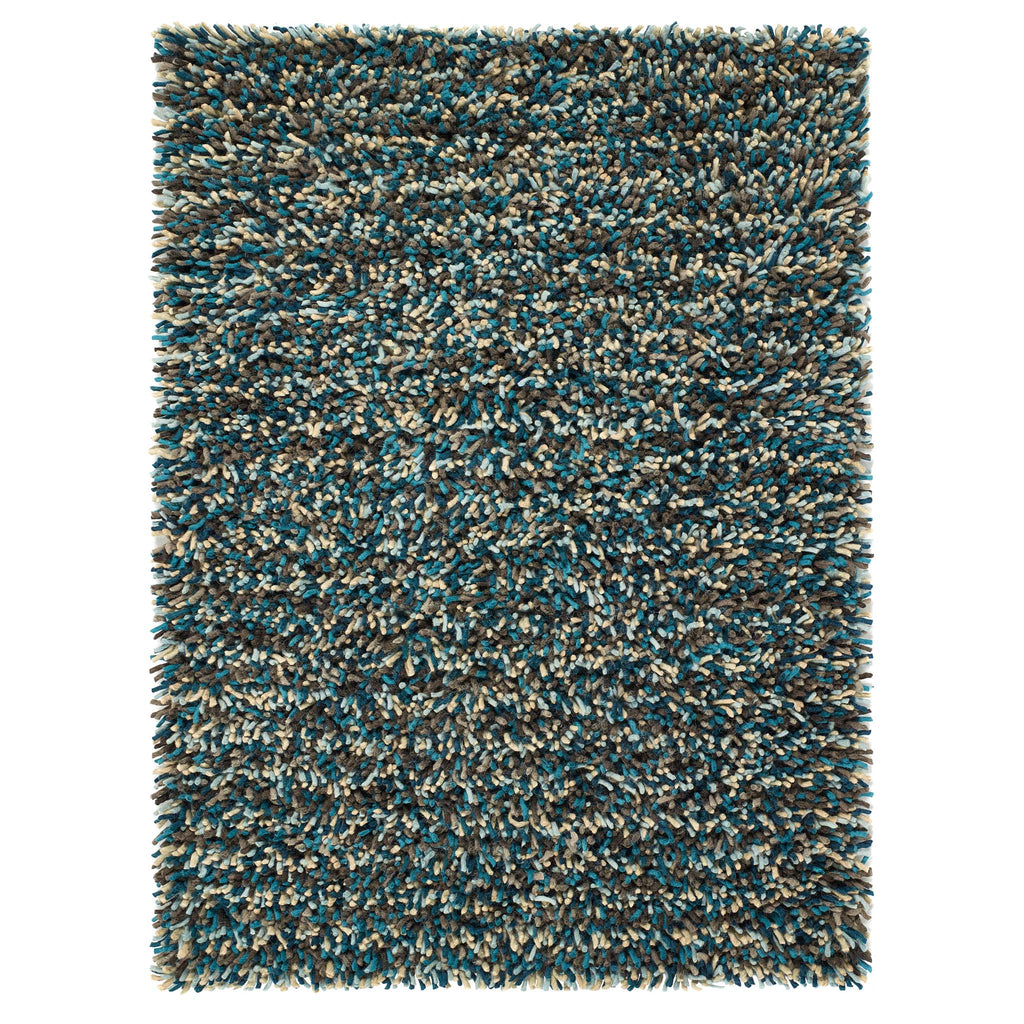 Rocks Shaggy Wool Rug Blue
