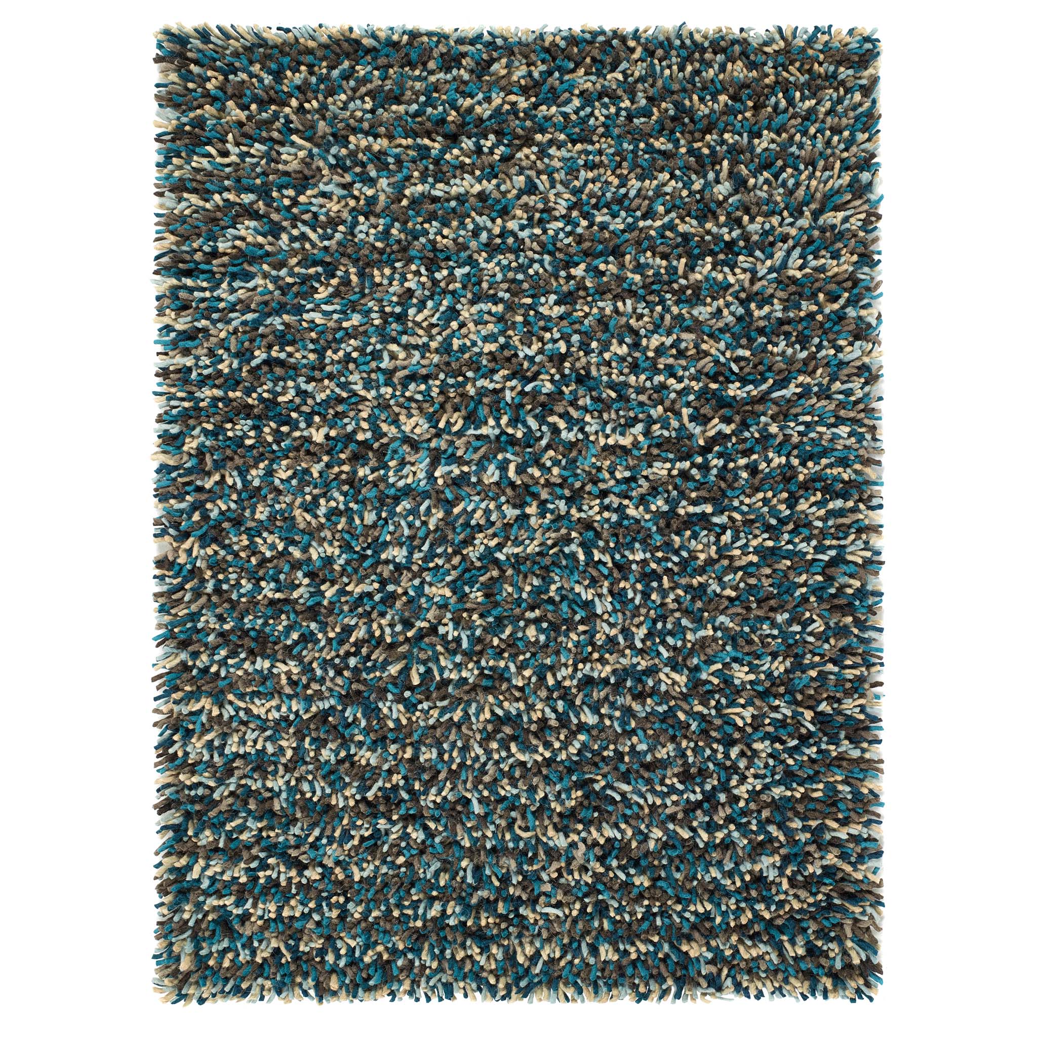 Rocks Shaggy Wool Rug Blue