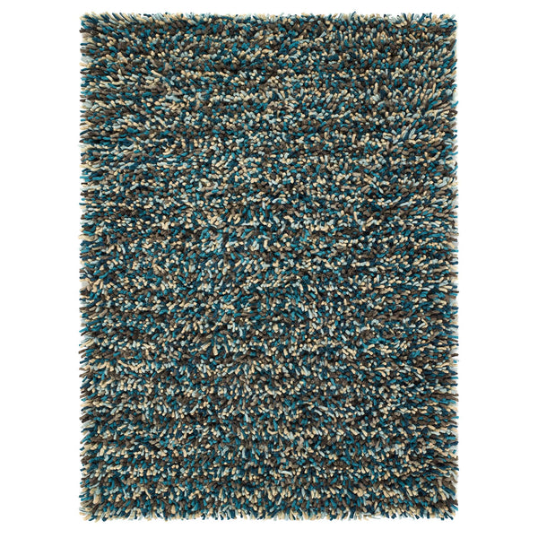 Rocks Shaggy Wool Rug Blue