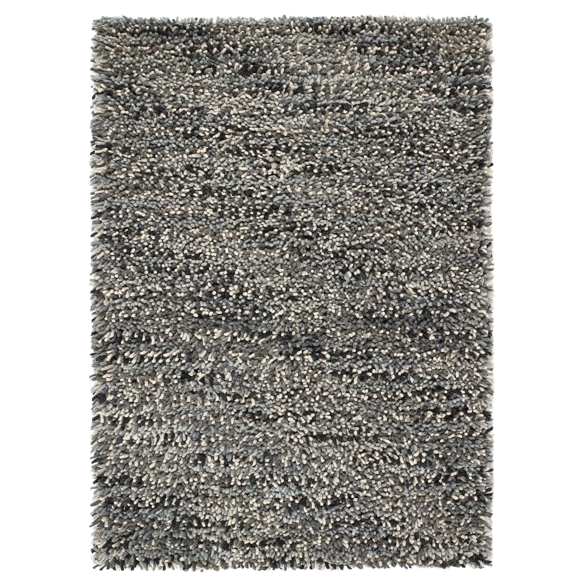 Rocks Shaggy Wool Rug Grey