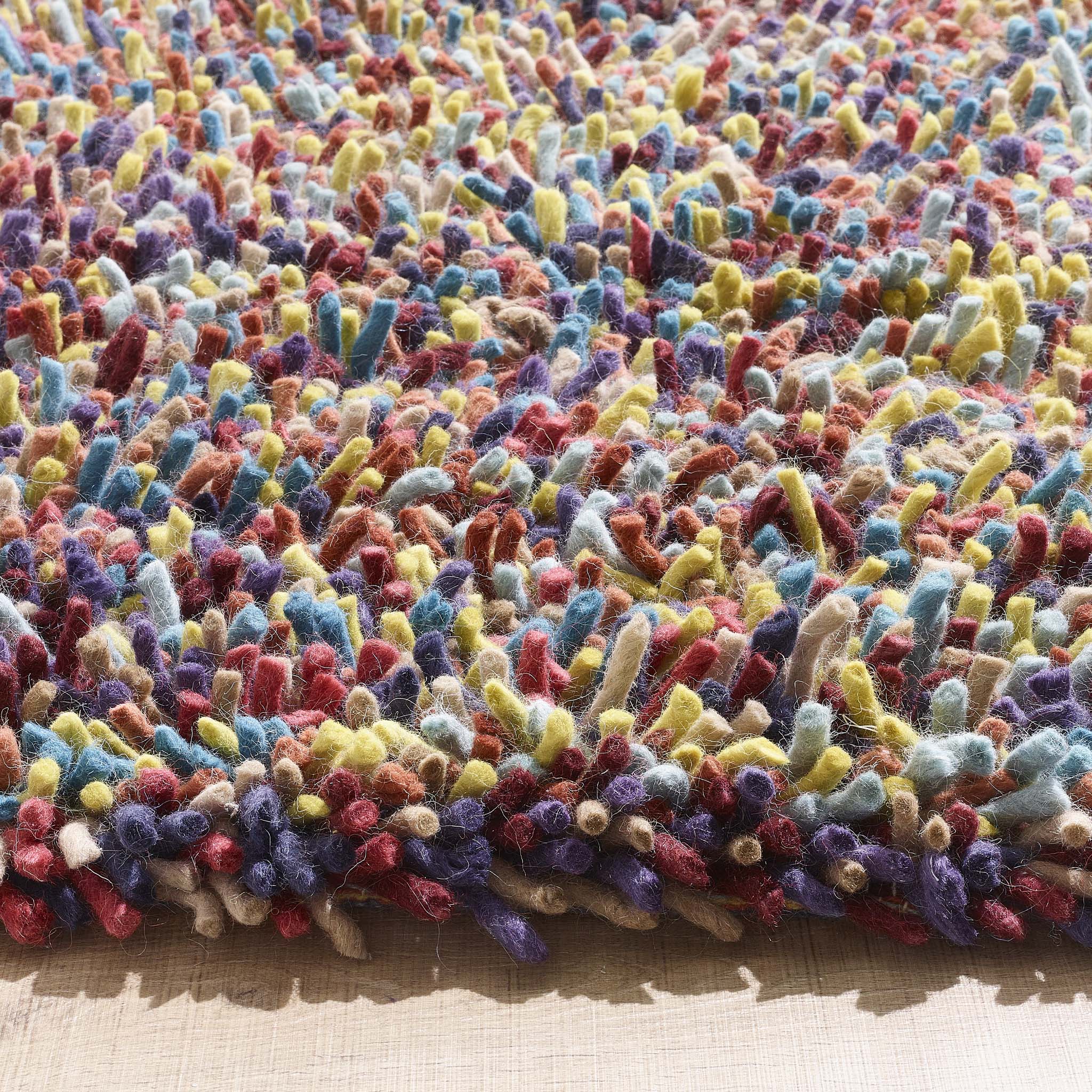 Rocks Shaggy Wool Rug Multi