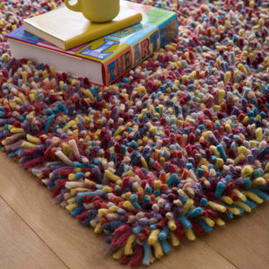 Rocks Shaggy Wool Rug Multi