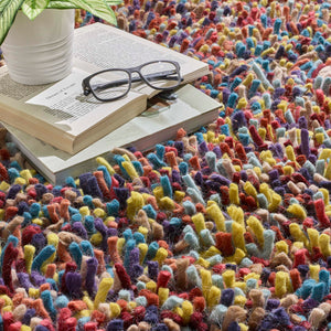 Rocks Shaggy Wool Rug Multi