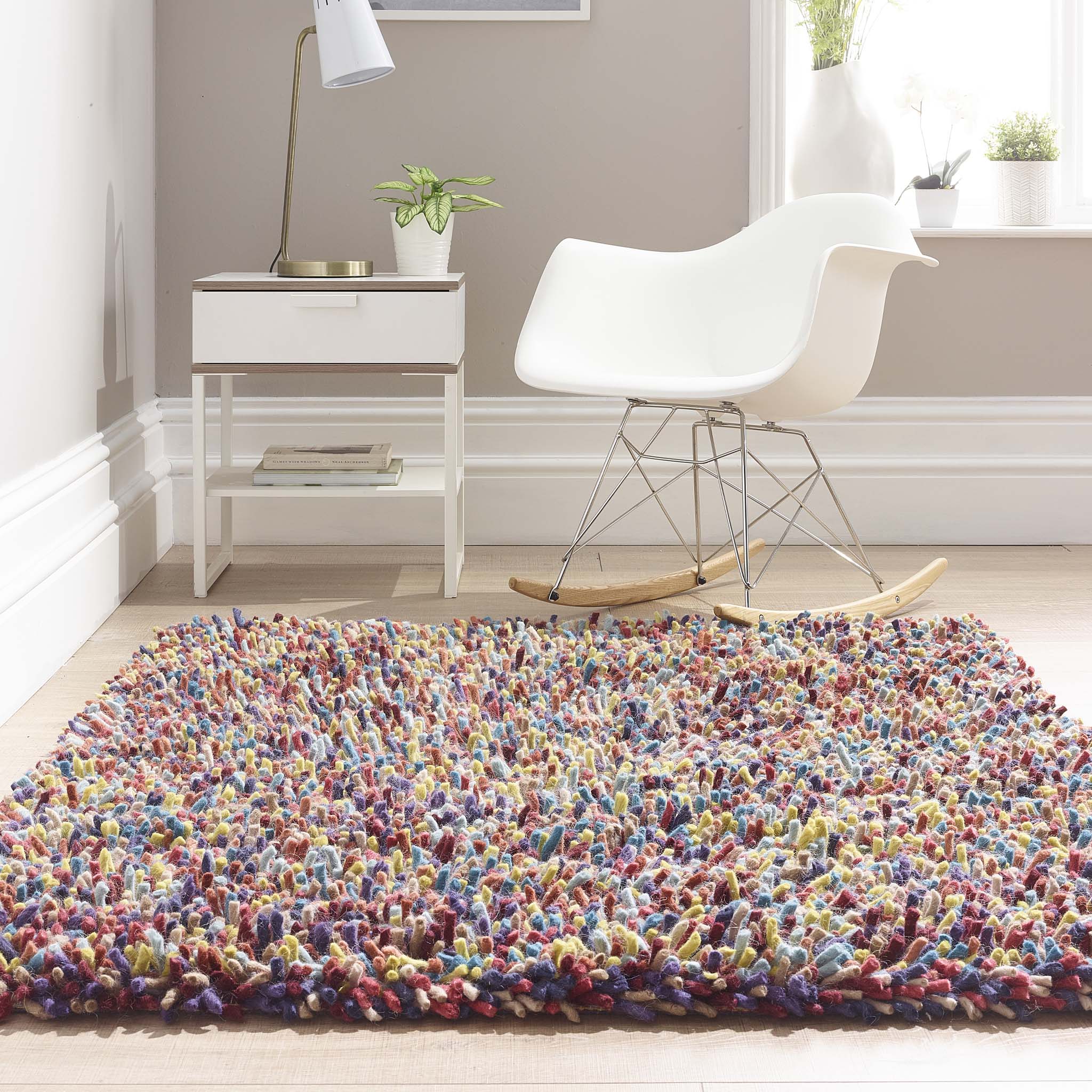 Rocks Shaggy Wool Rug Multi