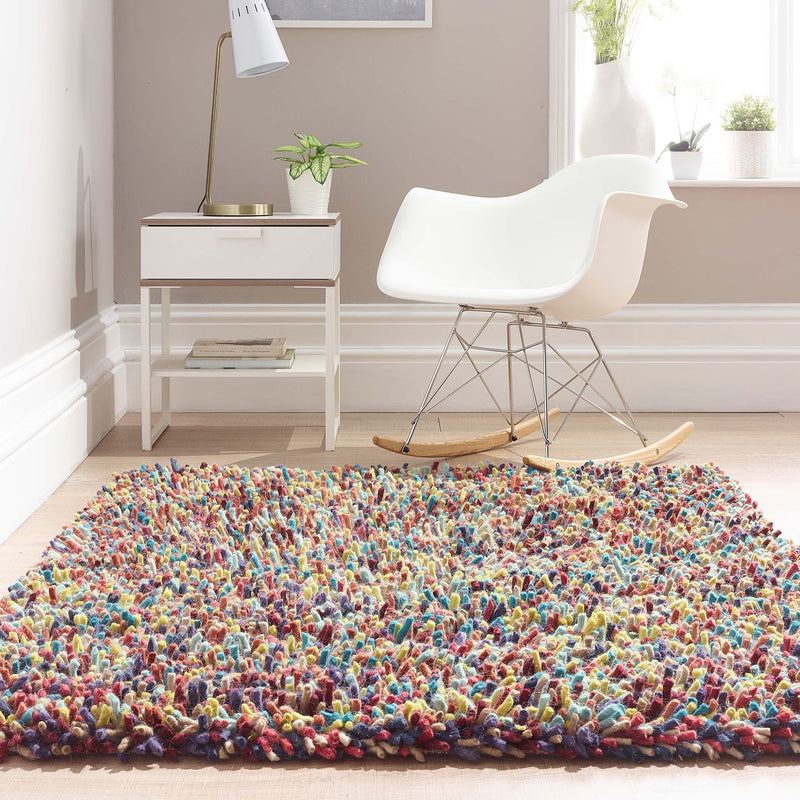 Rocks Shaggy Multi Rug - a 100% wool multi rug featuring a shaggy fleck pattern.