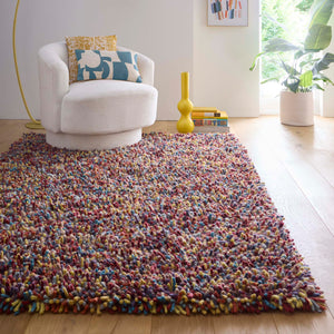 Rocks Shaggy Wool Rug Multi