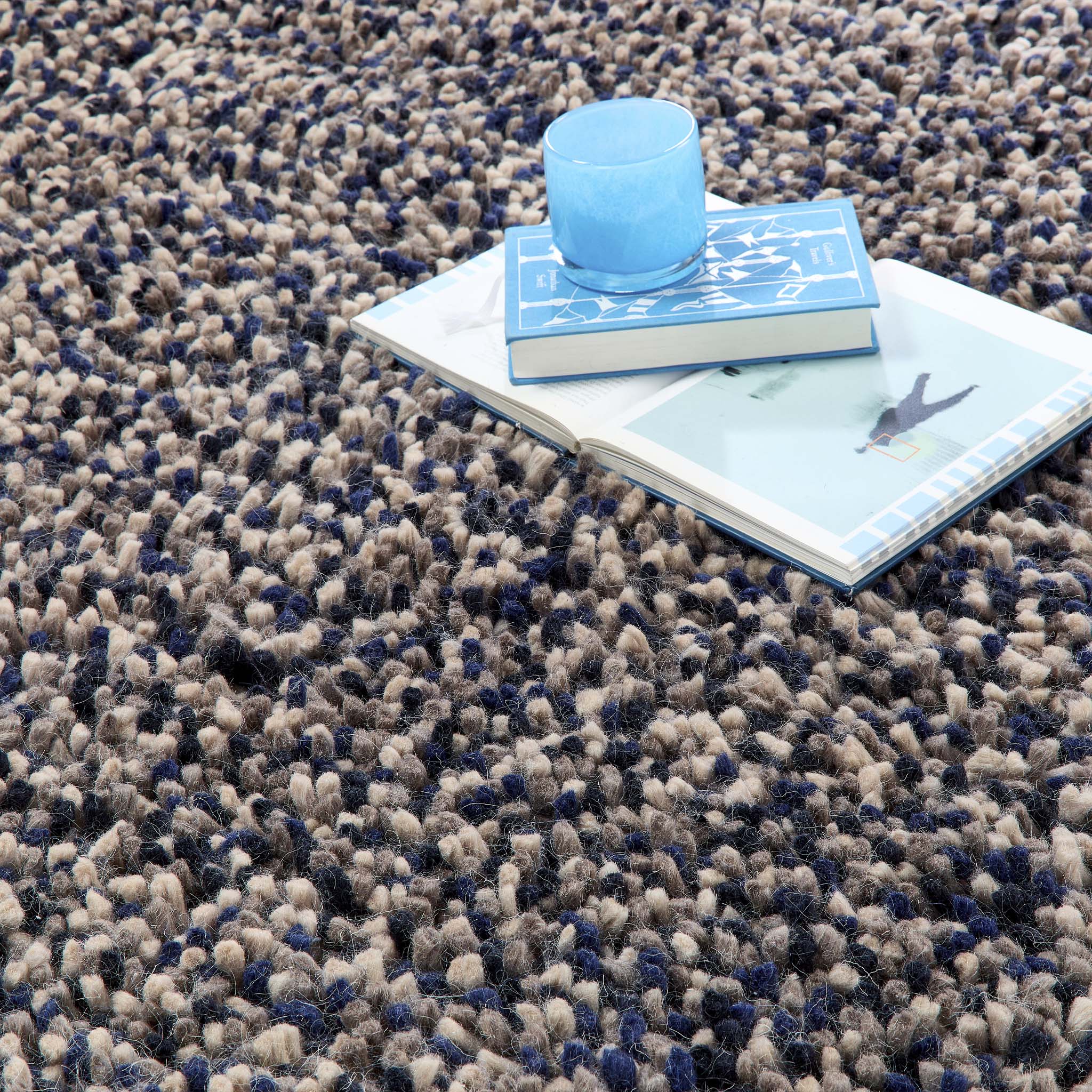 Rocks Shaggy Wool Rug Navy