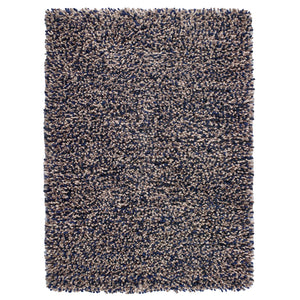 Rocks Shaggy Wool Rug Navy