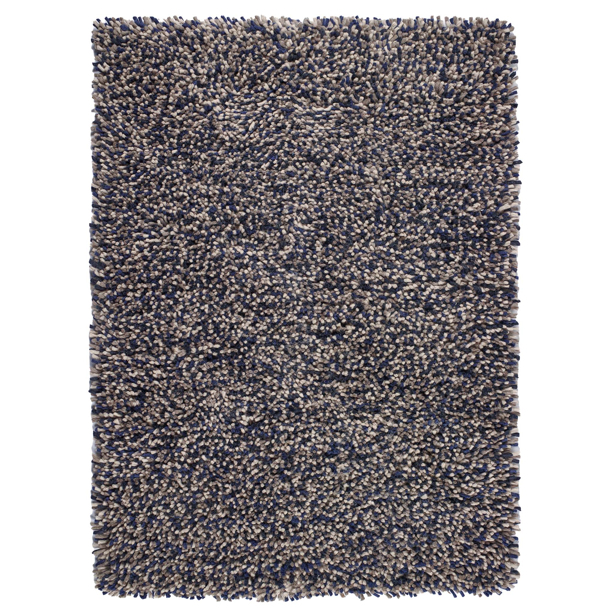 Rocks Shaggy Wool Rug Navy