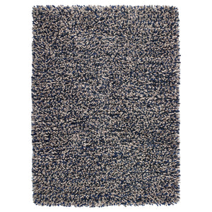 Rocks Shaggy Wool Rug Navy