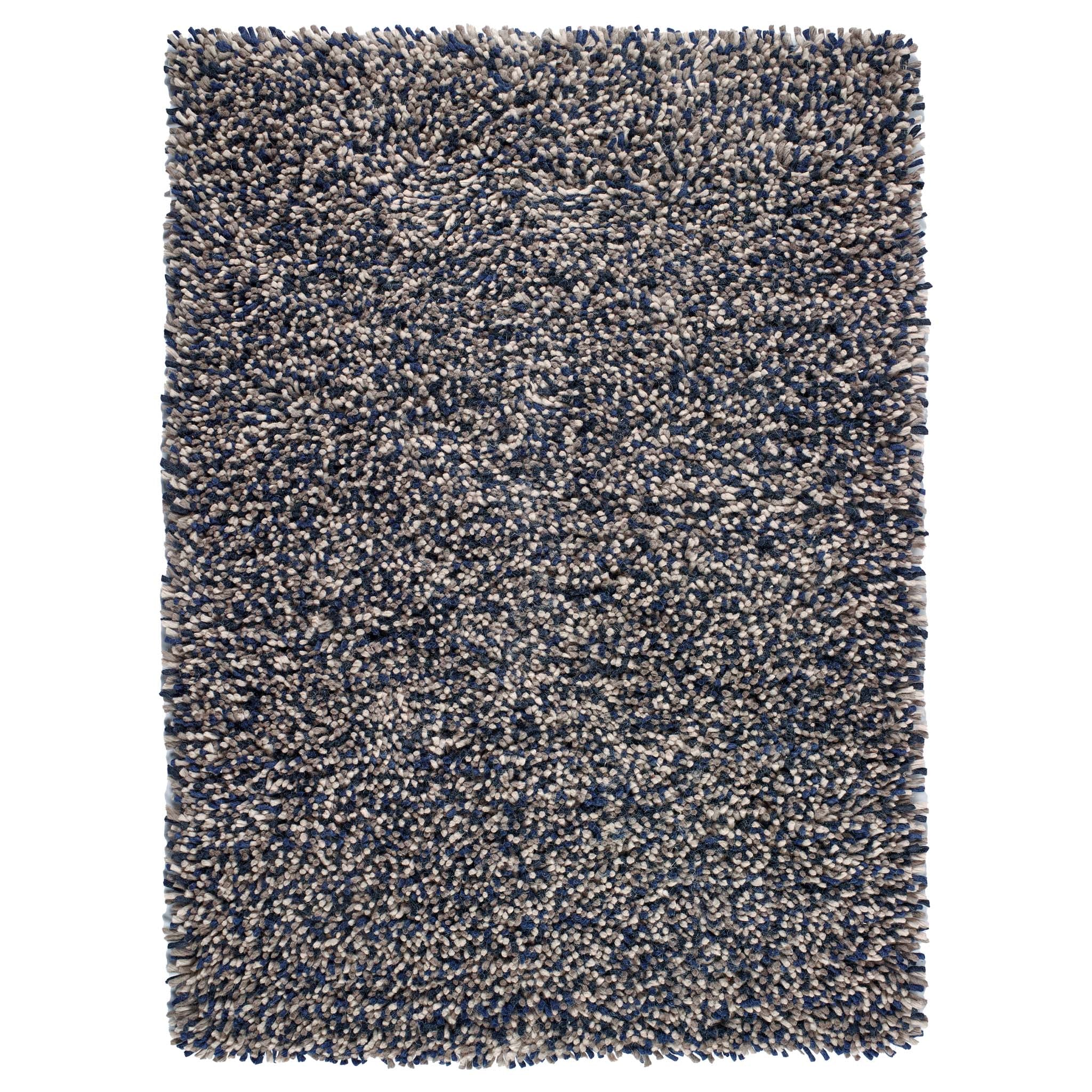 Rocks Shaggy Wool Rug Navy