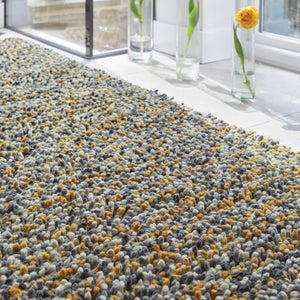 Rocks Shaggy Wool Rug Ochre