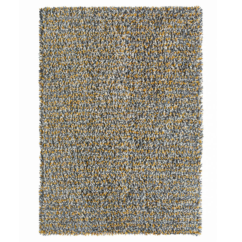 Rocks Shaggy Ochre Rug - a 100% wool yellow rug featuring a shaggy fleck pattern.
