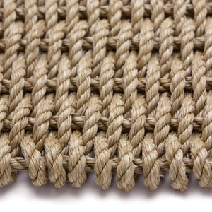 Rope Mat Outdoor Sand. Made from 100% polypropylene featuring a woven rope design.