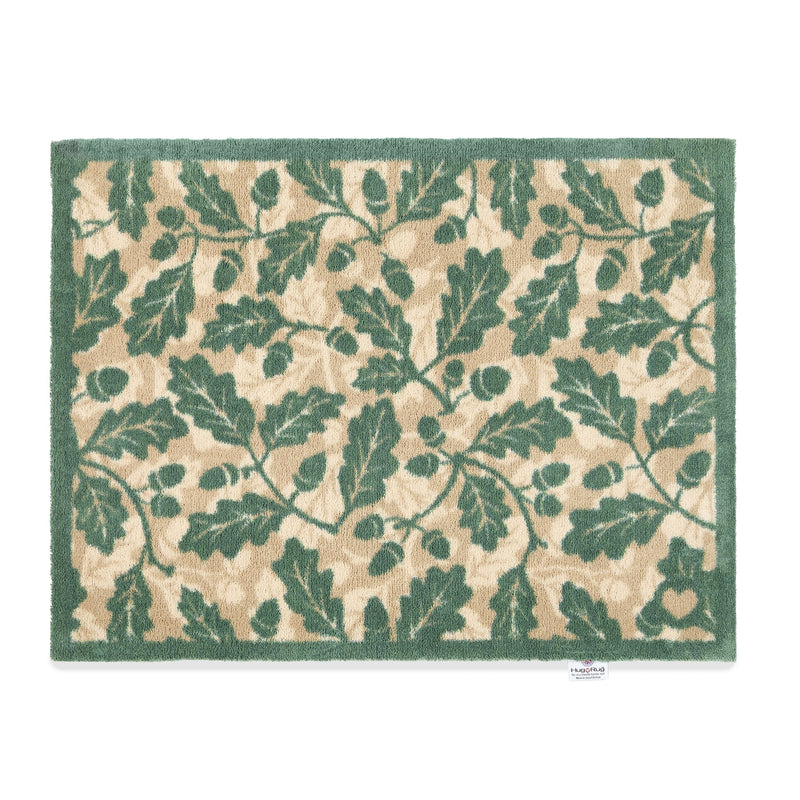 Royal Oak Washable Doormat made from 100% cotton, featuring green oak leaves.
