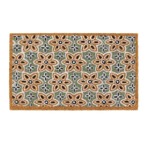 Sage Green Woodblock Coir Doormat 1