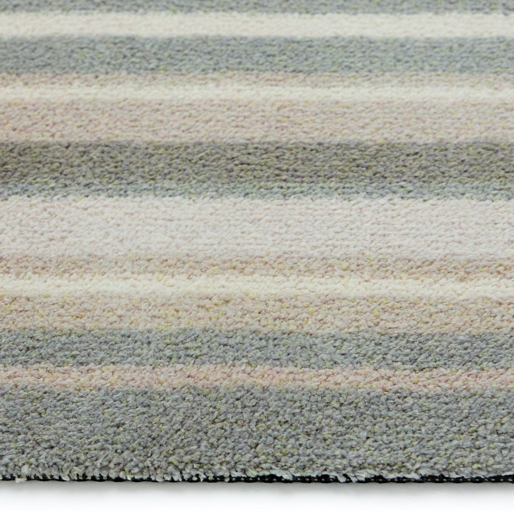 Sage Green Stripe Washable Doormat Pile Height
