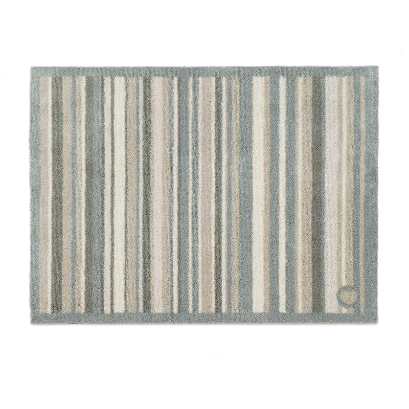Sage Stripe Washable Doormat- a 100% recycled cotton doormat featuring a muted striped design. 